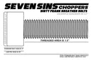 CUSTOM MADE: SSC FATHEAD BREATHER BOLTS : Twin Cam / Evo's / Sporty's" / Choose Stainless or Brass & Length