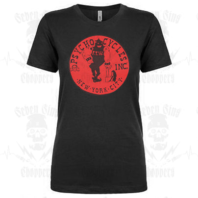 PSYCHO CYCLES AXEMAN OG in RED INK LADIES CREW T-SHIRT