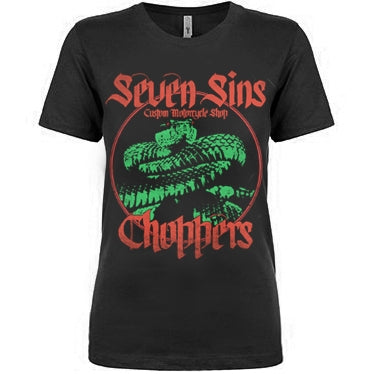 SEVEN SINS CHOPPERS "VIPER" LADIES CREW T-SHIRT