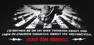 Seven Sins Choppers "GOD" T-Shirt White ink on Black